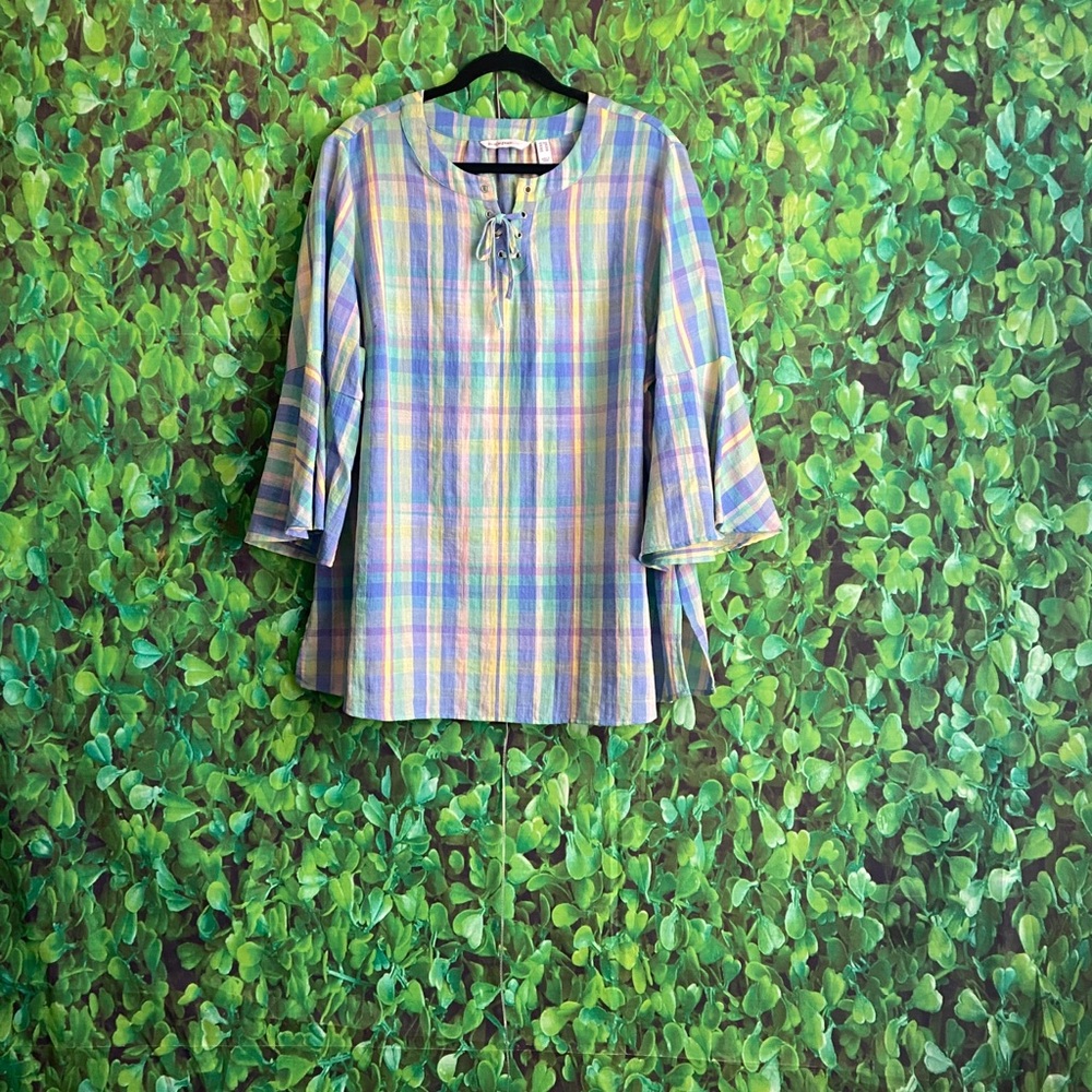 Isaac Mizrahi - Plaid Multicolor Women's Top(curvy size)